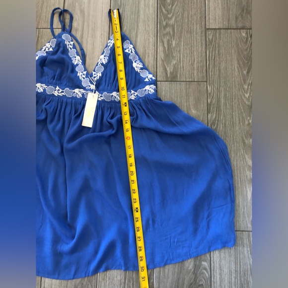 Mebon|Boho Royal blue embroidered floral sundress with smocking on back•••NWT - Picture 8 of 9